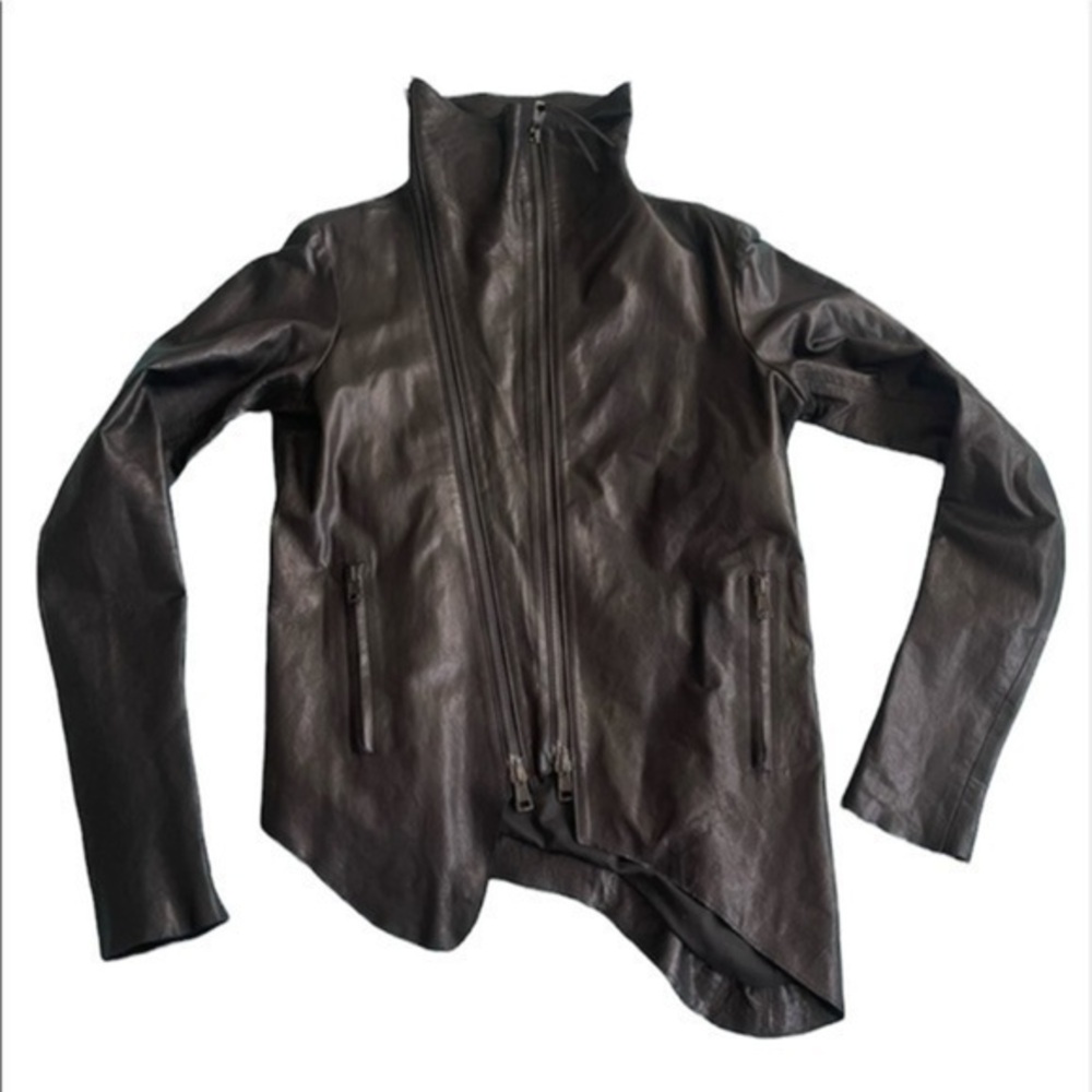 GIOVANNI CAVAGNA Asymmetrical Leather Jacket